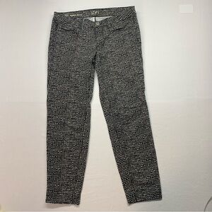 Loft Modern Skinny Pants Womens 6‎ Black White Geometric Grid Stretch Trousers